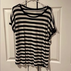 Black and white striped blouse . Cotton knit